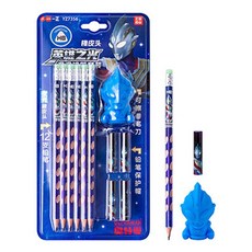 一正 超人力霸王文具組 鉛筆橡皮擦套裝, 12個裝, 超人力霸王-HB-12入-洞洞筆