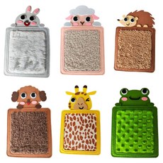 卡通動物感官墊 動物紋理觸摸感官墊 蒙式早教教具 動物紋理觸摸墊 觸感撫摸墊 安撫墊 毛氈自閉症輔助感官墊, 6款毛氈觸感墊, 1套