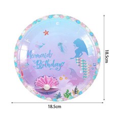 인어 공주 파티 식기 종이 컵 접시 첫 번째 생일 파티 장식 비 샤워 바다 아래 파티 장식, 8pcs7inchplate, 1개