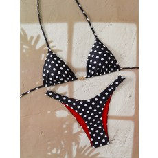 新款豹紋性感掛脖系帶分體泳裝 bikini