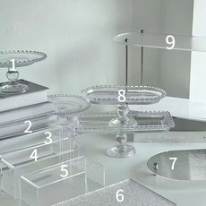 拾光優選好物 亞克力甜品臺展示架子9件套生日宴會蛋糕托盤下午茶點心架, 1個, 9件套