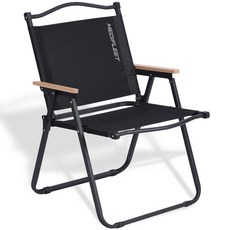 메디플릿 우드 폴딩 경량 컴포트 접이식 캠핑 의자 체어, 1개, 블랙