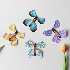 도매왕 플라잉 고무 동력 종이 나비 2종 매직 버터플라이 고무줄 요술 마술 날아다니는 날아가는 날으는 스펀지 컵 기타마술도구, 기본타입(색상랜덤)