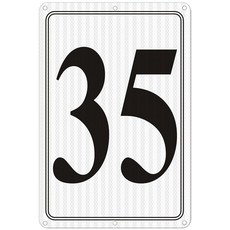 i-CowFun 프리미엄 반사 금속 번호 표지판 1 - 알루미늄 12인치 X 8인치 주차 공간 실외 대형 바닥 도크 코트 통로 필드 페이드 없음 내후성, Reflective Number Signs 35, 1개