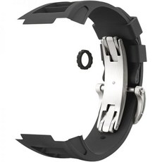 워치 스트랩 커스텀 메탈 원클릭 풀커버 Apple Watch Ultra 2Ultra 149mm 티타늄 합금 시계 케이스 iWatch 1 수정 키트 액세서리용 불소 고무 손목 밴, Black Strap+Silvery Button