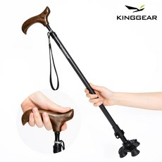 킹기어 초경량 노인 어르신 할머니 할아버지 접이식 길이조절 카본 우드 세발 지팡이 KG-W2B, 1개, 블랙