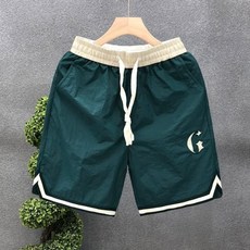 潮牌2025夏季運動輕薄新款休閒短褲男士沙灘褲寬鬆透氣舒適五分褲, 白色,XS