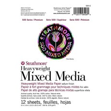 Strathmore 500 시리즈 고중량 혼합 미디어 패드 22.9 x 30.5cm(9 x 12인치)-12장 - 62584900 화이트 22.9x3