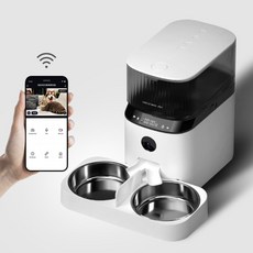 【毛大叔】智能視訊雙碗寵物餵食器5L (台灣24H出貨) 附2段增高腳墊 附不銹鋼碗 高清夜視監控 寵物雙碗自動餵食器, 1個