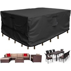 파티오 가구 세트 커버 직사각형 헤비 듀티 600D 방수 야외 섹션 소파 대형 외부 식탁 및 의자 대화 블랙 76 x 54 28.5 인치, 3_rectangular, Brown