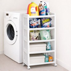 헤이미샤 이동식 트롤리 수납 정리 선반 와이드 4단/5단, 와이드 5단(화이트)