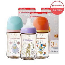 더블하트 모유실감 3세대 PPSU 디어프렌즈 젖병 트윈팩(젖꼭지미포함), 하늘을날꼬양, 240ml, 3세트