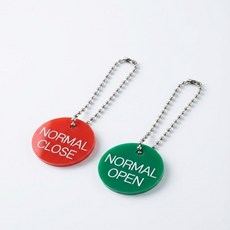 [유한프린테크] 아크릴 태그 명판 NORMAL OPEN CLOSE (A접점 B접점 원형 꼬리표), 10개, 빨강(NORMAL CLOSE)