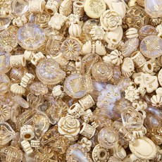 ECLATIS CY2E(넓음)NUT 디자인 팔찌 제작용 200g 다양한 아크릴 비즈 키체인 하이퀄리티 주얼리 빈티지 비즈 벌크 DIY 플라스틱 공예용 그레이 펄 303367, 투명&골든&화이트