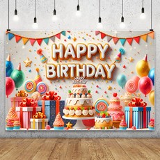 아라홍스 생일축하 파티용품 생일가랜드 생일이벤트 3D 생일현수막, 선물상자