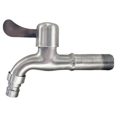 【DIY合作社】304不鏽鋼加長型尖嘴洗衣機水龍頭 - 壁式四分長栓, 1個, 無