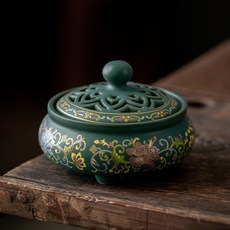 仿古景泰藍香爐工藝品擺件創意家居室內香插香道琺琅彩代盤髮香爐, 1個