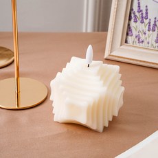 레오빈스 LED 큐브 초 예쁜 양초 파스텔 버블 오브제 초 캔들 티라이트 무드등 촛대, 사각 화이트 LED 큐브 캔들