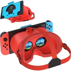 VR 액세서리 주변기기 Nintendo 닌텐도 스위치 OLED 모델을 위한 헤드셋 업그레이드 조절 가능한 HD 렌즈가 장착된 가상 현실 안경 편안한 헤드 스트랩 게임을 3D 고, Red & Blue, 1개