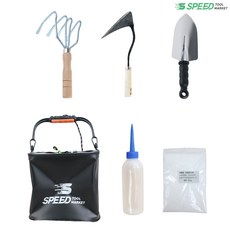 해루질 장비 조개 잡이 도구 6종 세트 4발갈퀴+호미+모종삽+두레박+맛소금+통 갯벌체험, 블랙