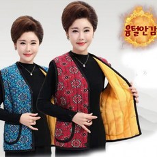 메모샵 어머님융기모조끼 김장조끼 레트로 겨울 조끼 융털