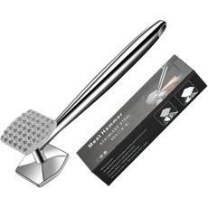 AMOZO 고기 연화기 망치 - 프리미엄 스테인리스 스틸 양면 슈니첼 스테이크 쇠고기 및 가금류를 연화시키고 두드리는 파운더 식기세척기 사용 가능 335801, AMOZO 고기 연화기 망치 - 프리미엄 스테인리스 스