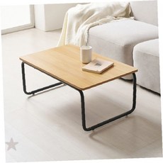 거실용 좌식형 나무상판 철제다리 소파앞 차테이블 가정용 낮은 좌탁 실내, 블랙
