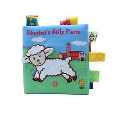 寶寶認知布書 萌趣動物彩色標籤響紙書 四頁八面嬰兒布書, 小羊