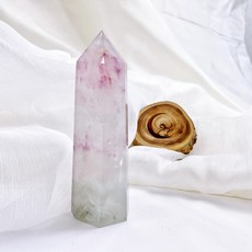 粉色螢石柱 - 82 薄荷淺綠底螢石柱 - 蓮花螢石柱, 1個