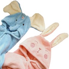 嬰幼兒童卡通動物造型連帽浴巾浴袍 披肩, 兔子連帽浴巾 70*140, 1個