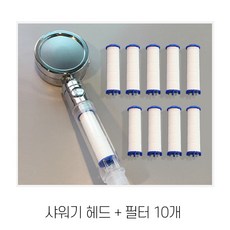 컴팩 스마트샤워기 수압상승 녹물제거 3종분사 절수버튼, 헤드+필터10개, 실버, 1개