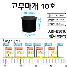 2개입 10호 고무마개 플라스크 시험관 화학실험용기 부품 과학실험 기자재 교구 실험실 뚜껑 학생 수업 캡