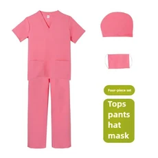 의사 코스프레 코트 간호사 복장 작은 수술복 어린이 성능 유아 소년 전염병 역할, 06 110cm, 02 Pink 4pcs