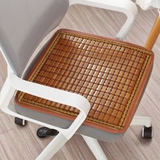 透氣椅墊 涼蓆坐墊 麻將涼蓆 辦公室椅墊 汽車涼坐墊 竹座墊 竹蓆 冰涼墊 夏季涼蓆, 金邊咖色/窄邊款,40*40cm