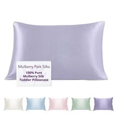 Mulberry Park 매트리스 커버 실크 아기 침대 시트 - 6A 등급 순수 19 Momme 유아용 침구 - 아기의 섬세한 피부에 순함 대머리 부위 습진 건조한 피부, Toddler Pillowcase (13" x 18"), 평화로운 보라색