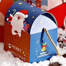 성탄 선물상자 작은 손잡이 쿠키 포장용 네이비산타