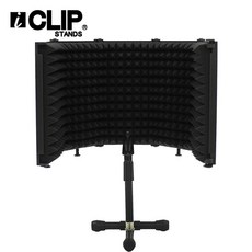 iCLIP STANDS 麥克風隔音罩 錄音棚吸音罩 適用直播 Podcast, 1個, 五門隔音罩+桌上型麥架