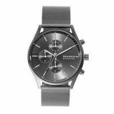Skagen 홀스트 남성용 손목시계 브라운 레더 쿼츠 아날로그 스테인리스 스틸 앤 레더 (SKW6086), 건메탈 메시 크로노