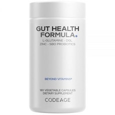 Codeage Gut Health Supplements 비건 포뮬러 - L 글루타민 아연 칠면조 꼬리 버섯 파우더 토닉 버섯 잎새버섯 미세 조류 미네랄 감초 뿌리
