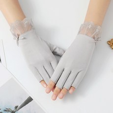 윈즈 여성 운전장갑 손가락 스마트폰 터치 레이스 반 장갑 gv-4401, 그레이43, 1개