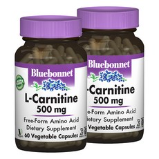 Bluebonnet 左旋肉鹼 500mg植物膠囊 無麩質, 60顆, 2罐