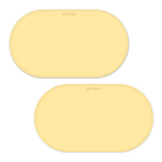 바이푸르 강아지 고양이 더핏 실리콘 펫 식기 매트, 2개, 레몬옐로우M+레몬옐로우M