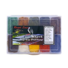 [ 799582 ] 카폭 드라이 플라이 더빙 디스펜서 10가지 색상 다양한 섬유 타이 천연 부력 소재