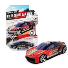【台灣出貨】溫感變色跑車 合金模型車 1/64 瞬間變色 合金小汽車 模型小車 玩具跑車 似風火輪, 紅色, 1個