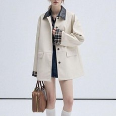 UJS-053 포인트 체크 레더 코트 소매