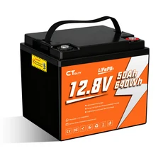 CTOLITY 12V LiFePO4 배터리 640Wh 50A BMS 지원 RV 보트용 충전식 태양광 발전기 4000+ 사이클 CT050-12 A, 01 CT050 12.8V, 01 빠른