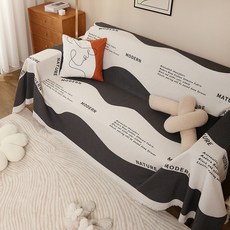 簡約風多用途沙發巾蓋布，萬能通用防塵沙發墊毯, 流年黑白,90x180