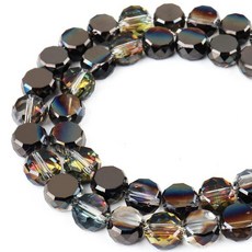 DIQIO 주얼리 제작용 6mm 스파클 플랫 크리스탈 비즈 - 팔찌용 코인 스페이서 라운드 슬라이스 93-100개 레이크 블루 AB 164529, 8mm, 마젠타 블랙