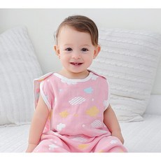 愛兒寶 六層紗布睡袋 嬰兒防踢被 透氣吸汗四層泡泡紗背心式蘑菇寶寶睡袋