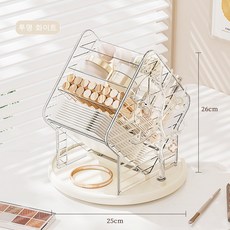 360도 회전 메이크업 향수 액세서리 립스틱 수납대 화장품 브러시 거치대 다용도 정리함 수납선반 탁상식의, 1개, 투명-화이트